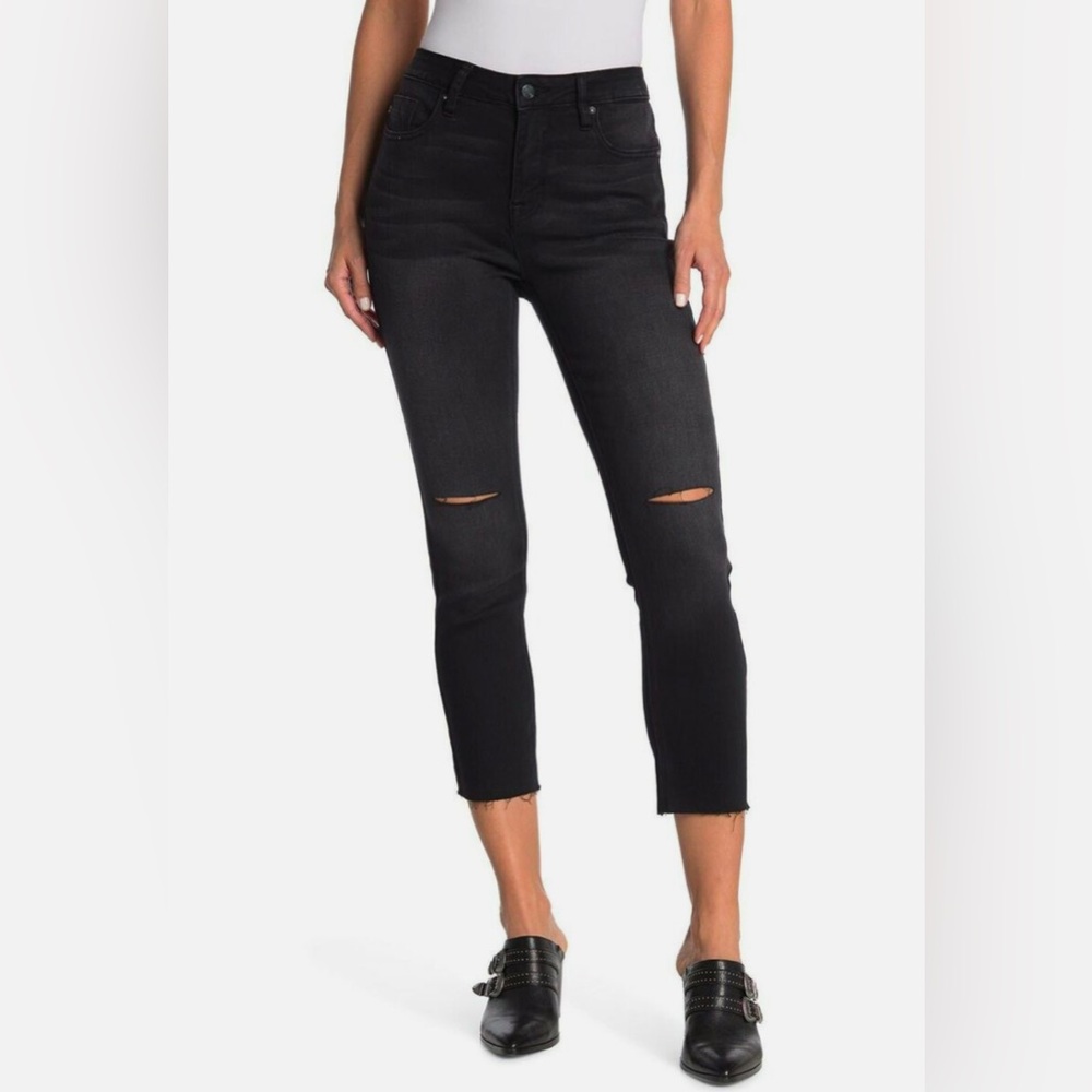 Vigoss Stevie Cropped Straight-Leg Ripped Jeans